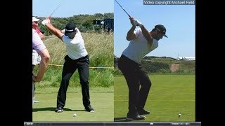 Jon Rahm golf swing  Long Iron faceon amp downtheline July 2017 [upl. by Akitnahs570]