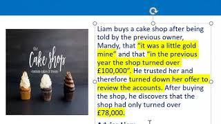 How to apply misrepresentation Liam cupcake scenario [upl. by Zobe]