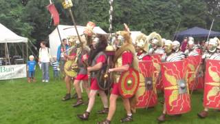 Roman Reenactment at the Amphitheatre in Caerleon Marching In [upl. by Alur]