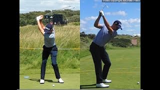 Justin Thomas golf swing  Long Iron faceon amp downtheline July 2017 [upl. by Leirea211]