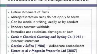 Misrepresentation Lecture 1 of 4 [upl. by Ettie]